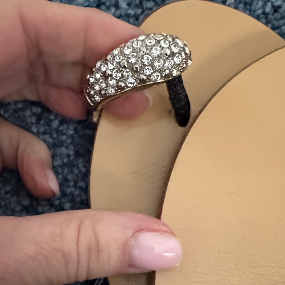Giuseppe Zanotti Black and Tan Sandals with Rhinestone Embellishments - Picture 7 of 9
